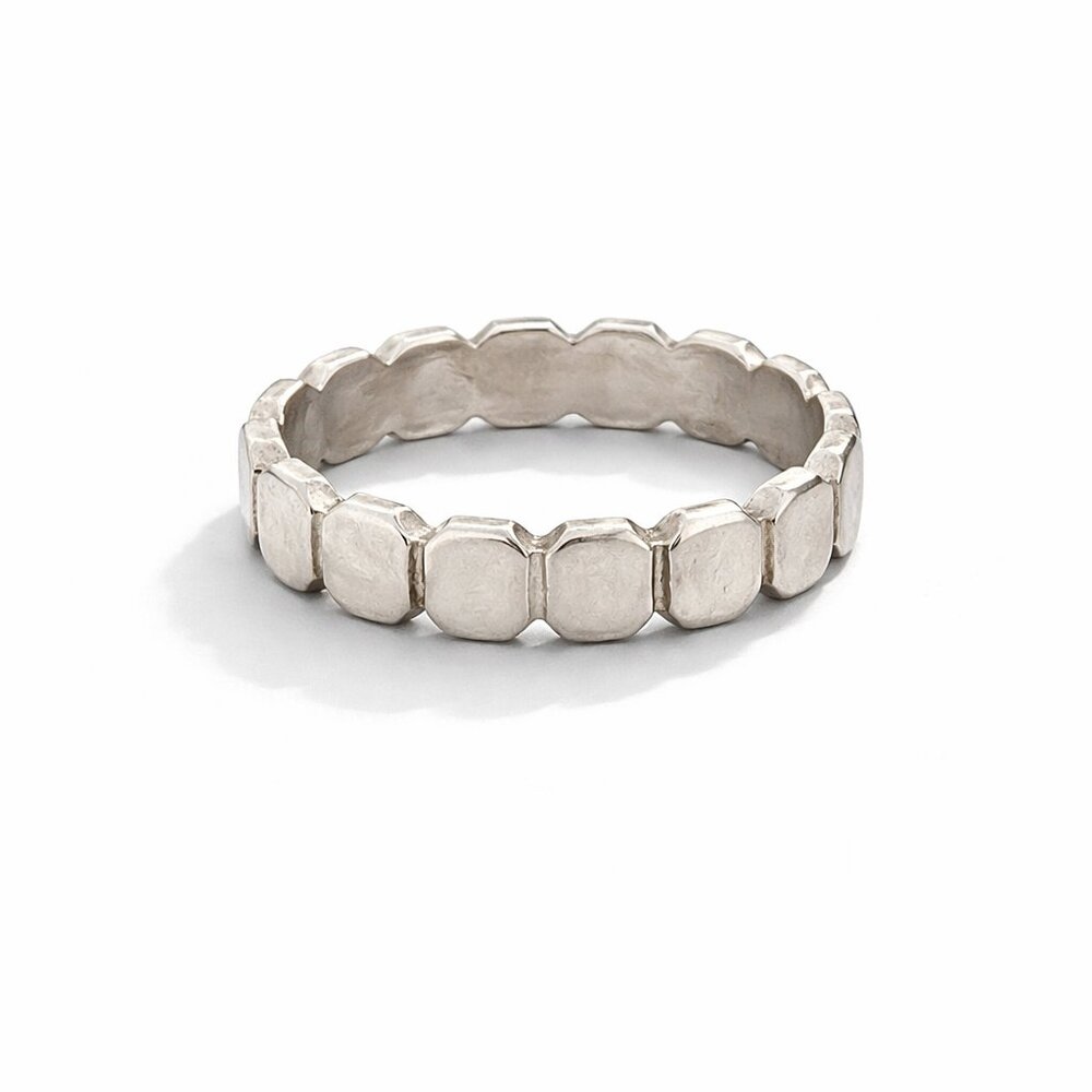 .925 Sterling Silver Hexagonal Stacking Ring Sz6